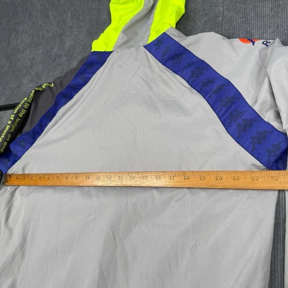 Kappa x Rokit Jacket Mens L Grey Blue Hooded Quarter Zip Windbreaker - Picture 6 of 7